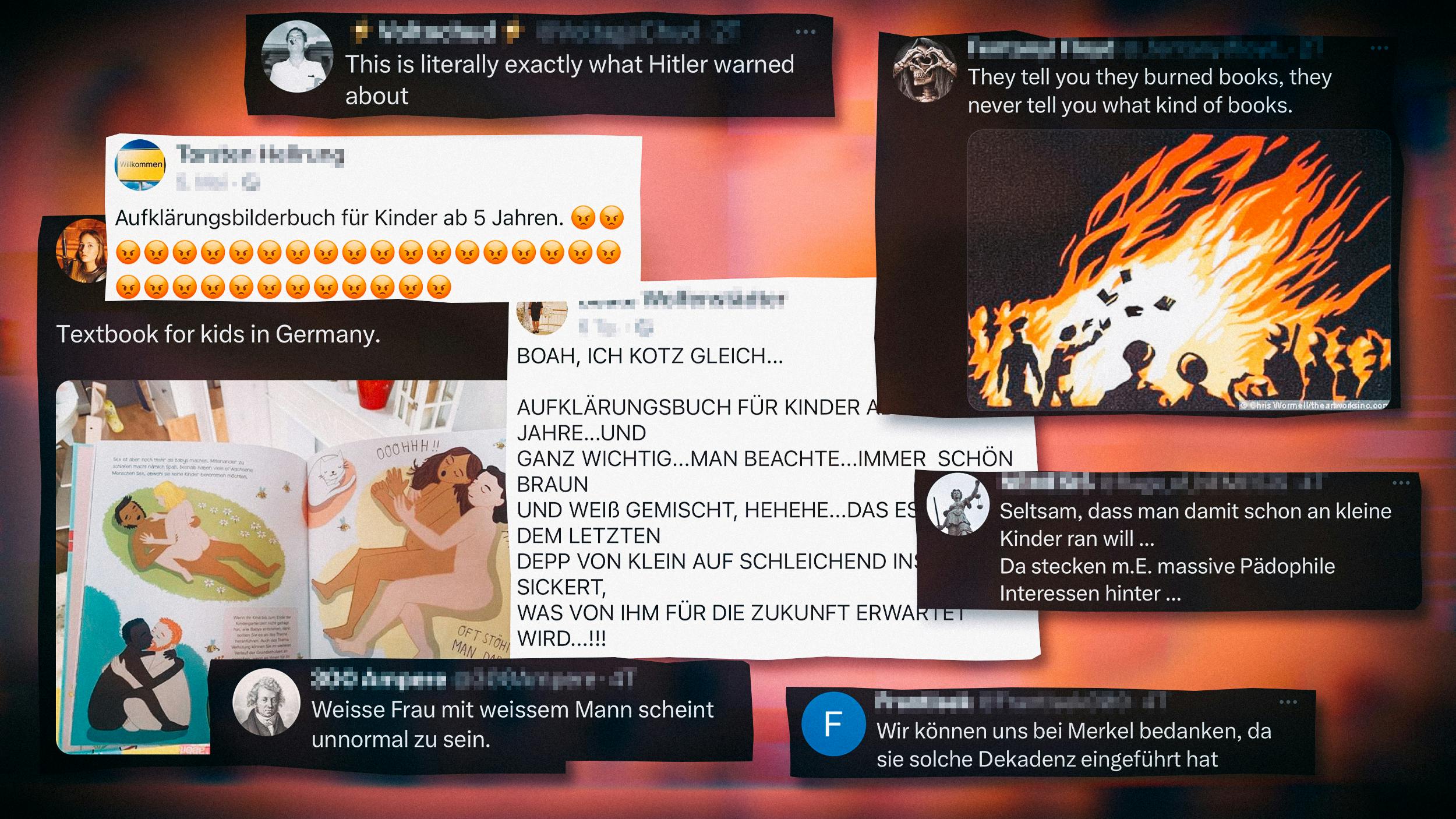 Eine Sammlung an Screenshots von rechten Menschen, die sich aufregen.