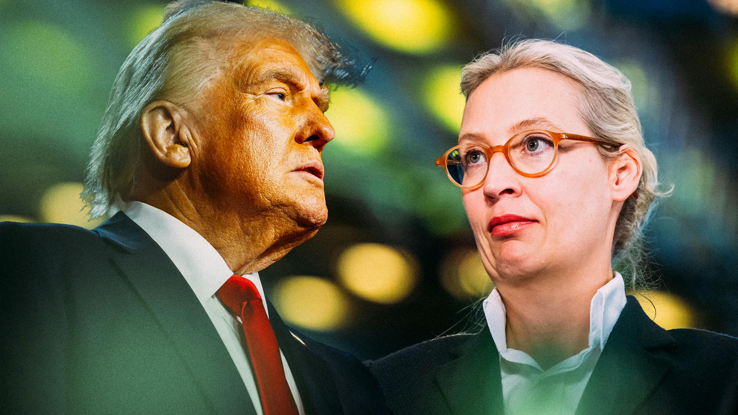 Collage mit Donald Trump und Alice Weidel. 