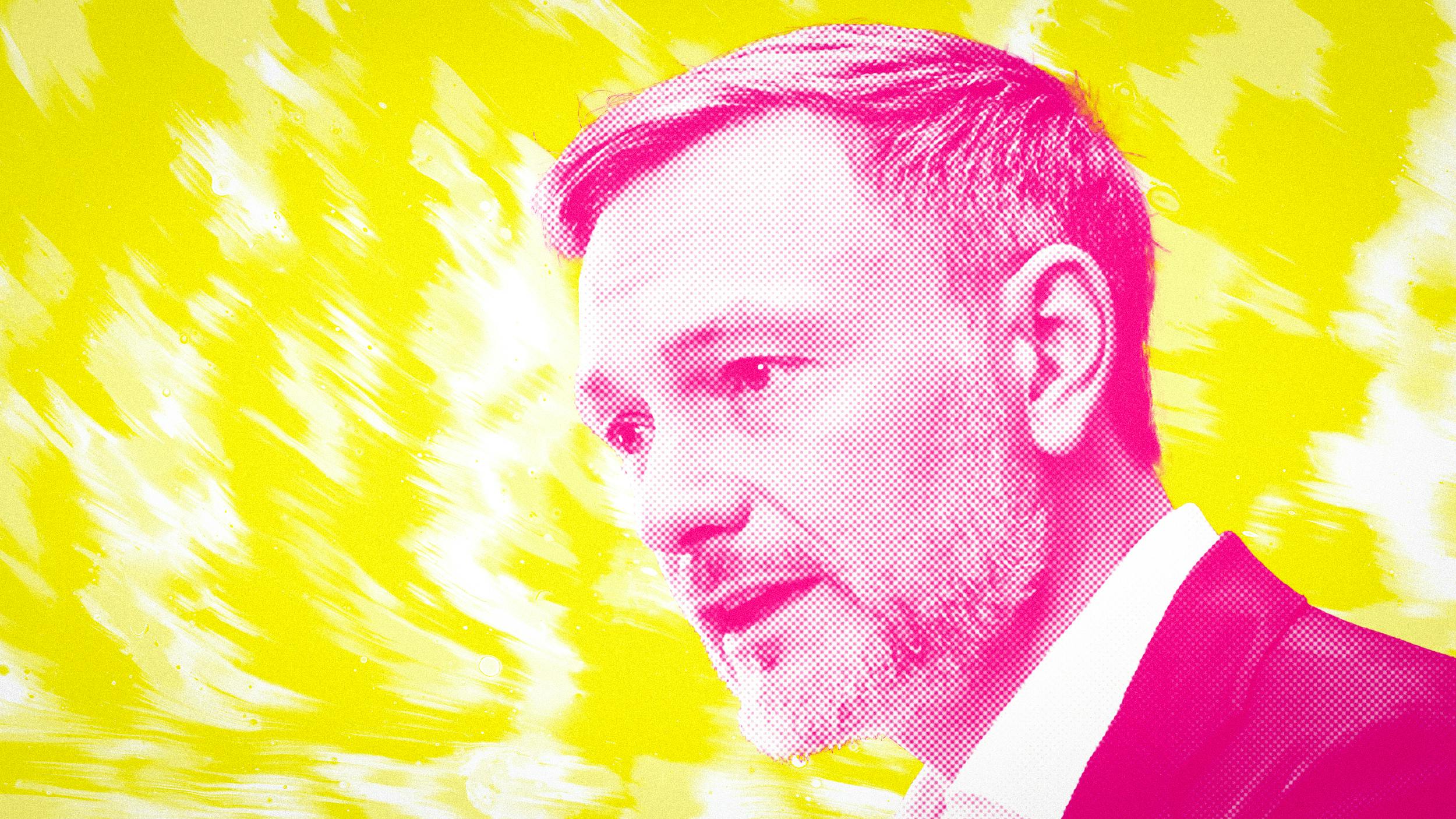 Collage: Christian Lindner vor gelbem Hintergrund. Er selbst ist pink gefärbt.